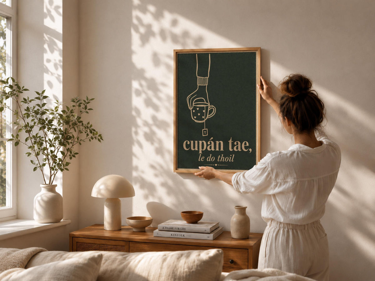 Cupán Tae Green Irish print – wall mockup 4