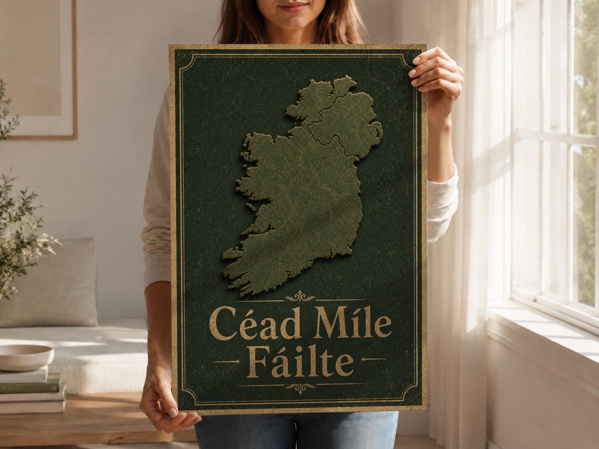 Céad Míle Fáilte Map Irish print – room mockup 5