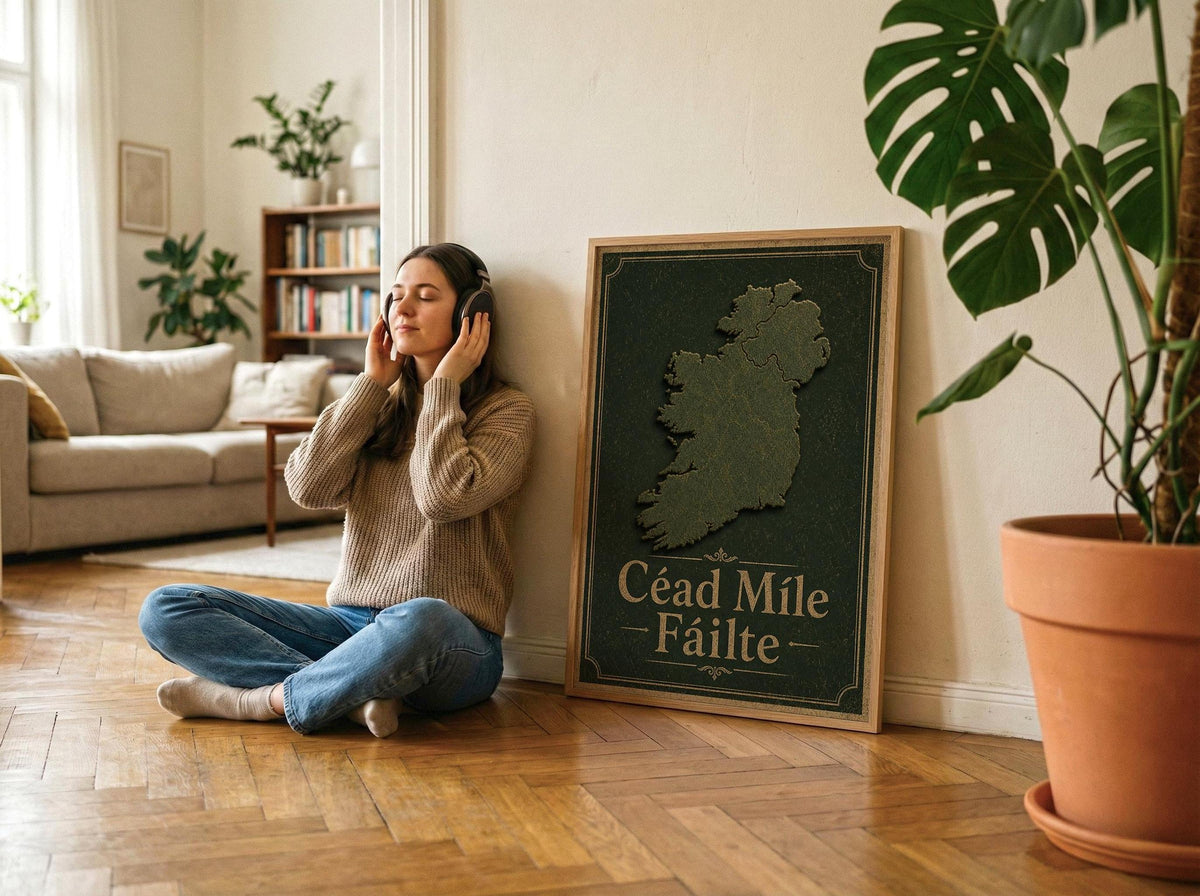 Céad Míle Fáilte Map Irish print – room mockup 4