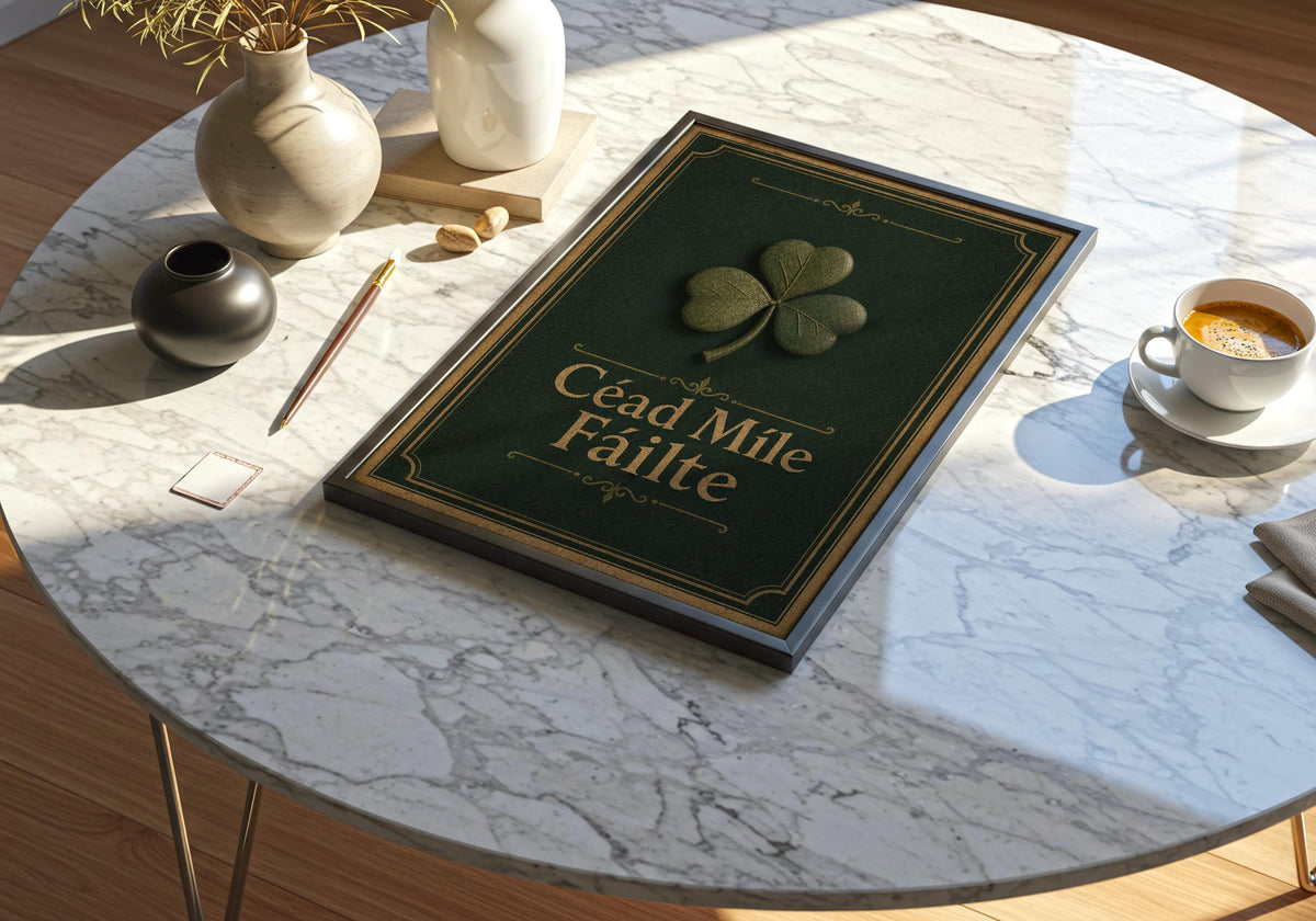 Céad Míle Fáilte Shamrock Irish print – room mockup 5